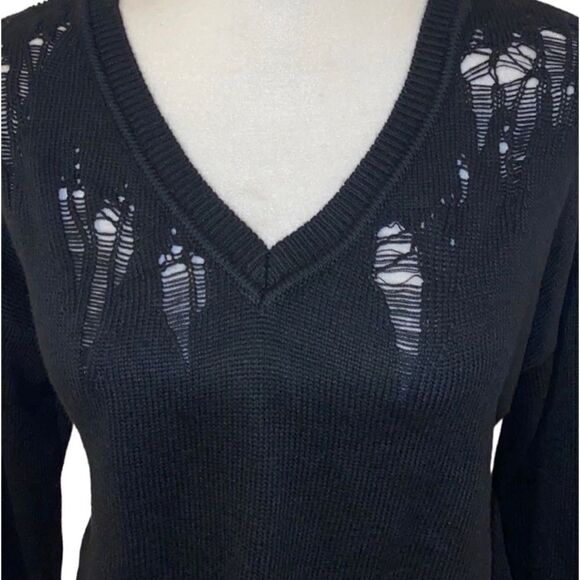 Bar III V-Neck Destressed Sweater - Picture 2 of 11